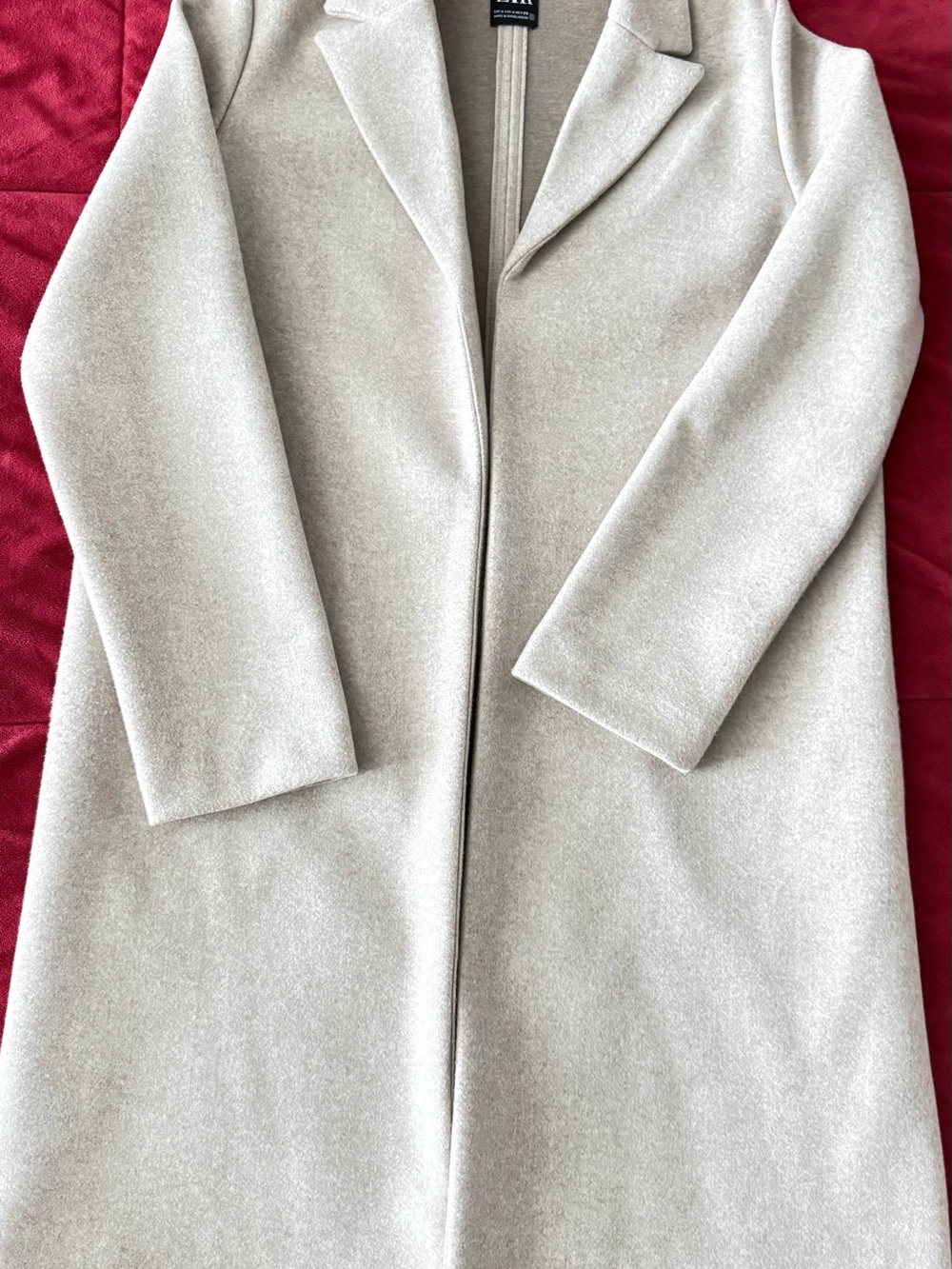 Zara Cream Tailored Long Trench Coat